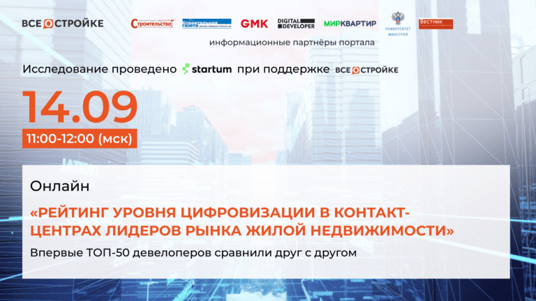 «Рейтинг уровня цифровизации в контакт-центрах лидеров рынка жилой недвижимости», 14.09