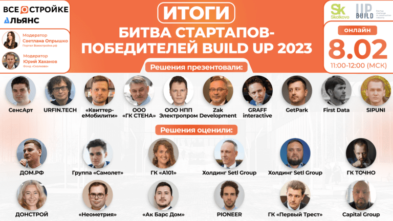 Группа «Самолет» предложила пилоты сразу трем победителям Build Up 2023 «Сколково» в эфире портала Всеостройке.рф