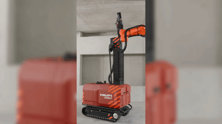 На стройках активно применяют робота Hilti Jaibot, который по цифровому плану сам размечает и сверлит отверстия