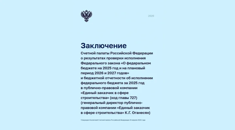 В Счетной палате заявили, что «Единый заказчик в сфере строительства» в 2025-м сдал лишь 15 объектов из 21 запланированного