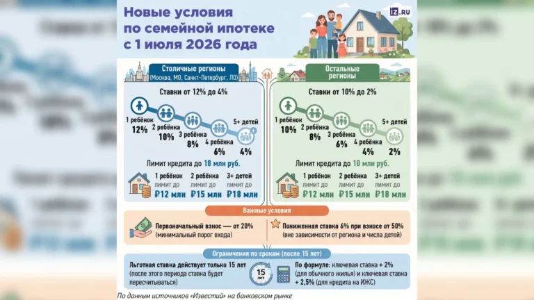 По семейной ипотеке власти могут ограничить с 1 июля срок действия льготной ставки 15 годами и поднять лимиты до 18 млн рублей — «Известия»