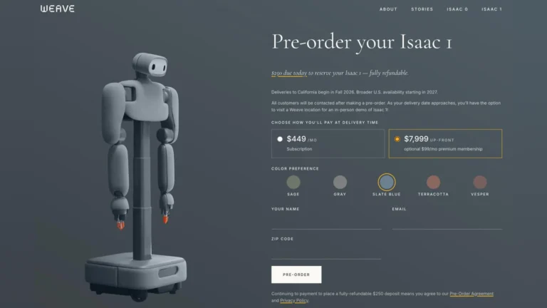 Американская Weave Robotics представила Isaac 1 — домашнего робота для уборки
