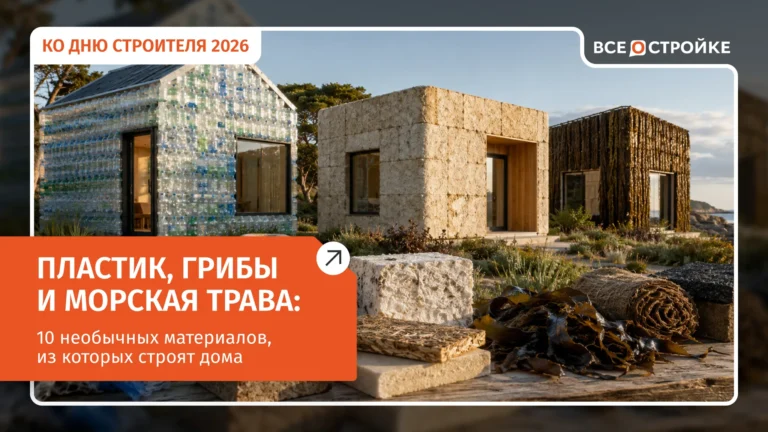 Пластик, грибы и морская трава: 10 необычных материалов, из которых строят дома