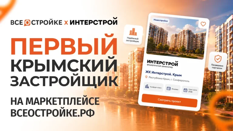 Каталог квартир и апартаментов на портале Всеостройке.рф пополнился объектами первого застройщика из Крыма — компании «ИнтерСтрой»