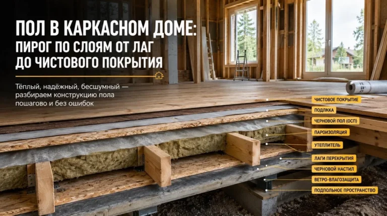 Пол в каркасном доме: «пирог» по слоям от лаг до чистового покрытия