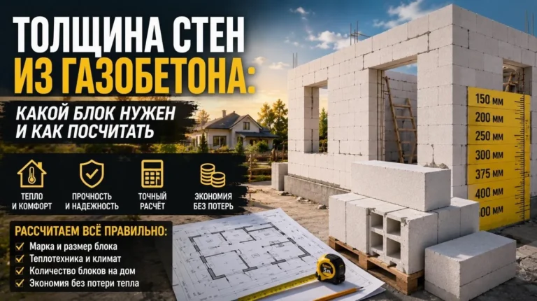 Толщина стен дома из газобетона: какой блок нужен и как посчитать