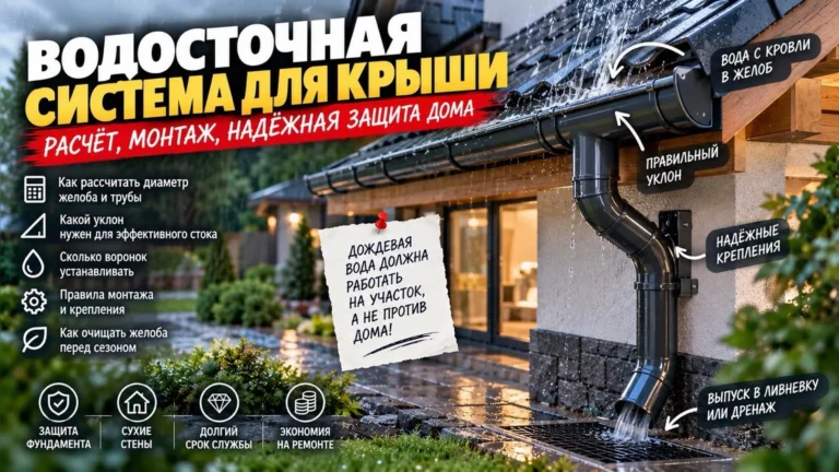 Водосточная система для крыши: расчёт диаметра, уклона и количества воронок