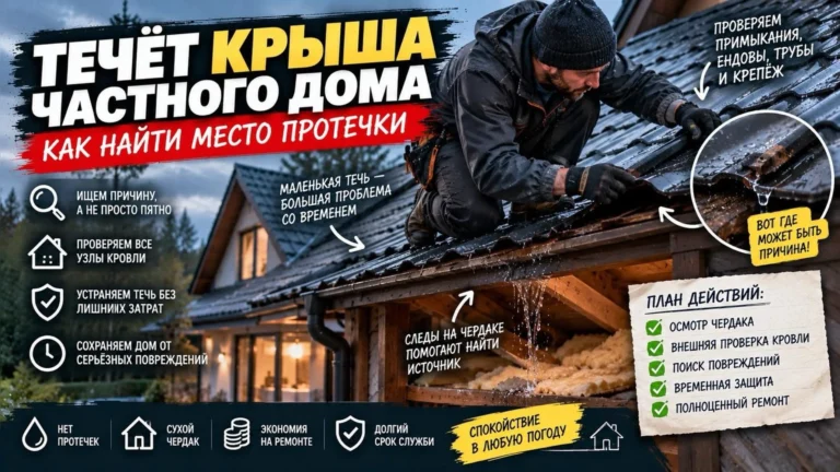 Течёт крыша частного дома: как найти место протечки