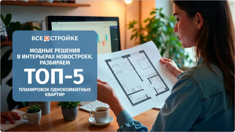 Модные решения в интерьерах новостроек. Разбираем ТОП-5 планировок однокомнатных квартир 