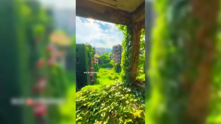 В Китае заброшенный жилой комплекс почти полностью зарос зеленью