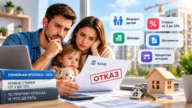 Семейная ипотека в 2026 году: 10 причин отказа банка и что делать, если не одобрили кредит