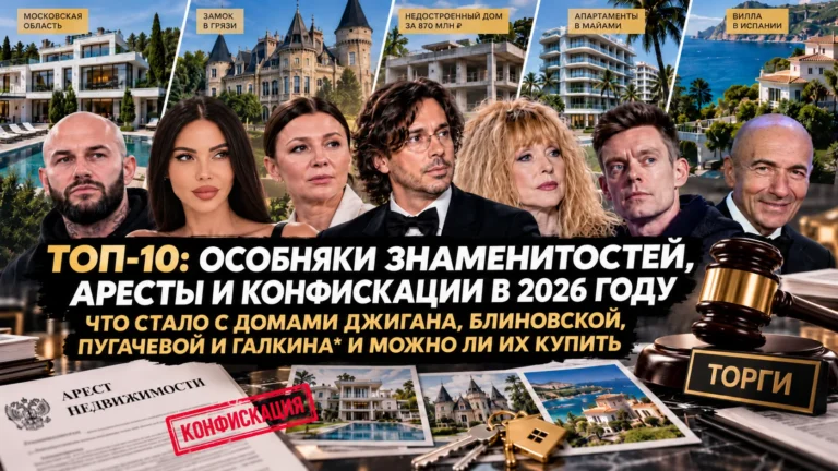 ТОП-10: особняки знаменитостей, аресты и конфискации в 2026 году. Что стало с домами Джигана, Блиновской, Пугачевой и Галкина* и можно ли их купить