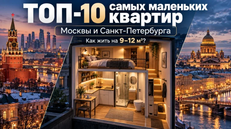 ТОП-10 самых маленьких квартир Москвы и Санкт-Петербурга: как жить на 9–12 м² и где помещаются кухня, спальня и ванная