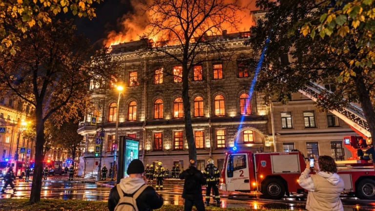 Пожар в Питере у Исаакиевского собора. Сгорел памятник архитектуры — исторический особняк Миллера 