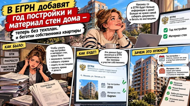 В ЕГРН добавят год постройки и материал стен дома — теперь без техплана и беготни собственника квартиры