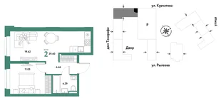 Квартира 2-комн. квартира, 39.4 м² ЖК «Остров-сад» Фото 1 Квартира 2-комн. квартира, 39.4 м² ЖК «Остров-сад» Фото 1