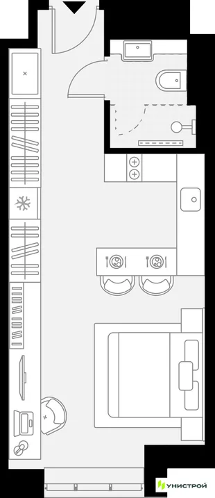 Планировка 1-комн. квартира, 27.98 м² ЖК «YES Горки»