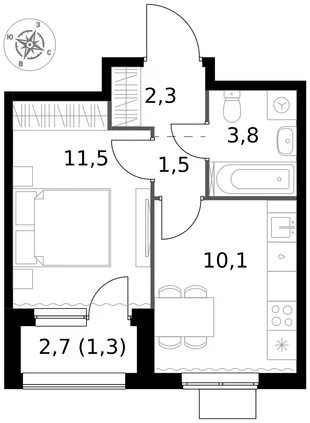 Квартира 1-комн. квартира, 30.5 м² ЖК «1-й Измайловский» Фото 1 Квартира 1-комн. квартира, 30.5 м² ЖК «1-й Измайловский» Фото 1