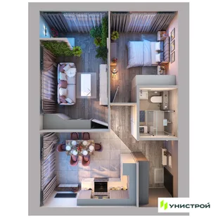 Планировка 2-комн. квартира, 52.59 м² ЖК «Весна-2»