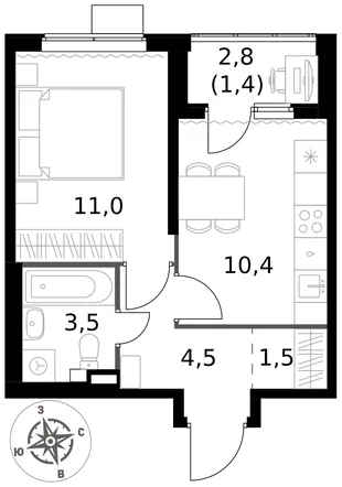 Квартира 1-комн. квартира, 32.3 м² ЖК «1-й Химкинский» Фото 1