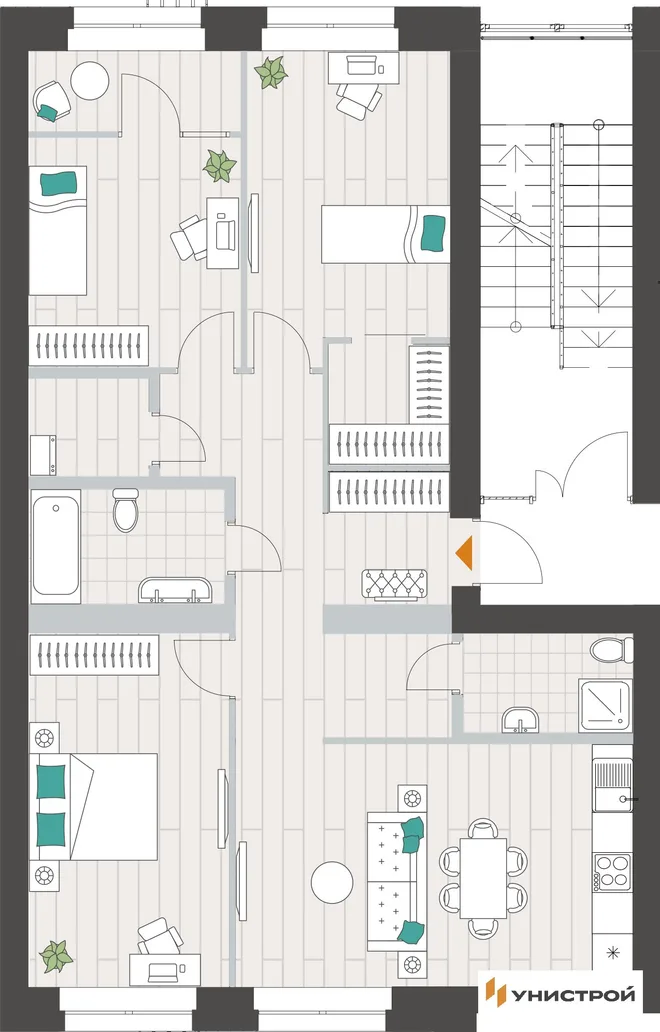 Планировка 3-комн. квартира, 95.12 м² ЖК «Аквамарин» Планировка 3-комн. квартира, 95.12 м² ЖК «Аквамарин»