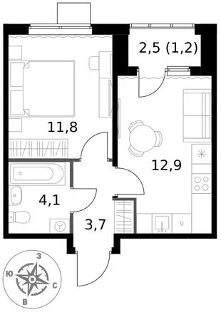 Квартира 1-комн. квартира, 33.7 м² ЖК «1-й Ясеневский» Фото 1 Квартира 1-комн. квартира, 33.7 м² ЖК «1-й Ясеневский» Фото 1