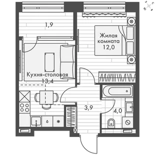Квартира 1-комн. квартира, 35.2 м² ЖК «Философия» Фото 1 Квартира 1-комн. квартира, 35.2 м² ЖК «Философия» Фото 1