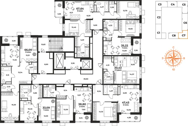 Квартира 2-комн. квартира, 47.43 м² ЖК «Живописный сад» Фото 1 Квартира 2-комн. квартира, 47.43 м² ЖК «Живописный сад» Фото 1