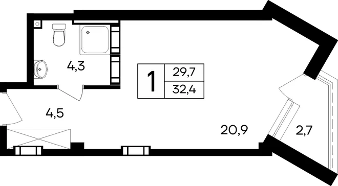 Планировка 1-комн. квартира, 32.4 м² Апарт-отель «Cosmos Smart Евпатория» Планировка 1-комн. квартира, 32.4 м² Апарт-отель «Cosmos Smart Евпатория»