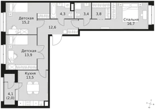 Квартира 3-комн. квартира, 85.4 м² ЖК «Sky Garden» Фото 1 Квартира 3-комн. квартира, 85.4 м² ЖК «Sky Garden» Фото 1