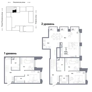Планировка 5-комн. квартира, 150.9 м² ЖК «Страна.Озёрная»