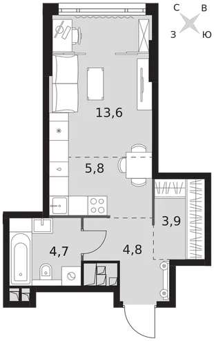 Квартира Студия, 32.8 м² ЖК «Rotterdam» Фото 1 Квартира Студия, 32.8 м² ЖК «Rotterdam» Фото 1