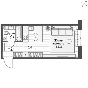 Квартира Студия, 30 м² ЖК «Флагман» Фото 1 Квартира Студия, 30 м² ЖК «Флагман» Фото 1