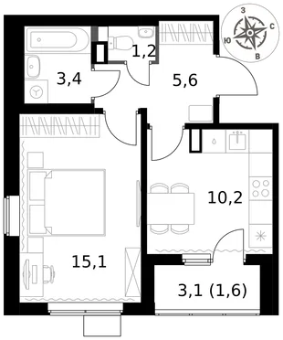 Квартира 1-комн. квартира, 37.1 м² ЖК «1-й Химкинский» Фото 1 Квартира 1-комн. квартира, 37.1 м² ЖК «1-й Химкинский» Фото 1
