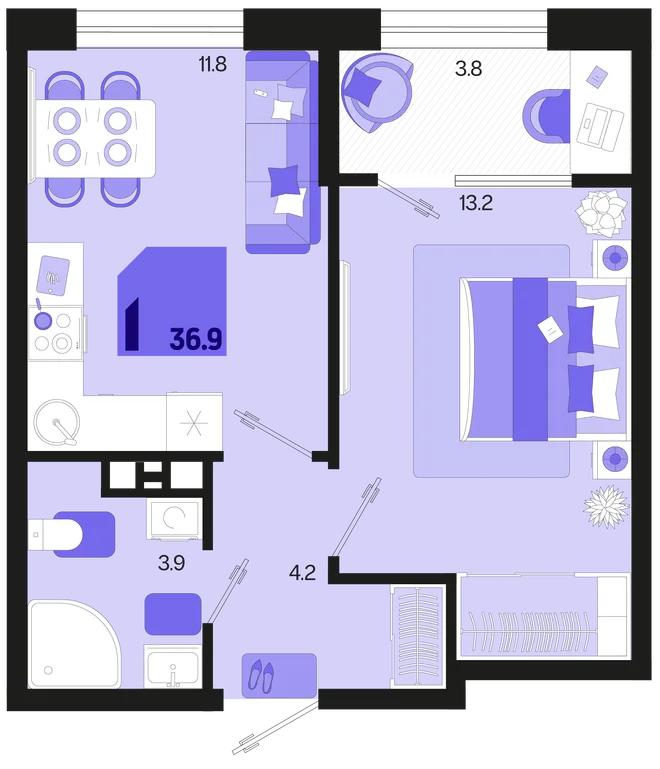 Планировка 1-комн. квартира, 36.9 м² ЖК «Первое место» Планировка 1-комн. квартира, 36.9 м² ЖК «Первое место»
