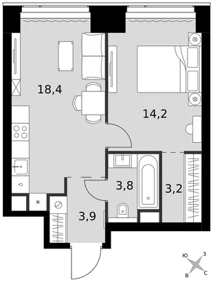 Квартира 1-комн. квартира, 43.5 м² ЖК «Amber Сity» Фото 1 Квартира 1-комн. квартира, 43.5 м² ЖК «Amber Сity» Фото 1