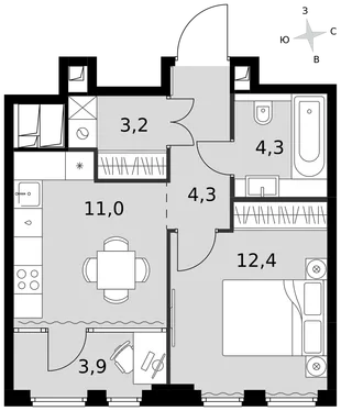 Квартира 1-комн. квартира, 39.1 м² ЖК «Sydney City» Фото 1 Квартира 1-комн. квартира, 39.1 м² ЖК «Sydney City» Фото 1