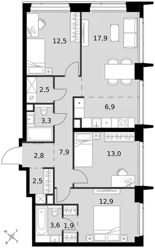 Квартира 4-комн. квартира, 87.7 м² ЖК «Amber Сity» Фото 1 Квартира 4-комн. квартира, 87.7 м² ЖК «Amber Сity» Фото 1