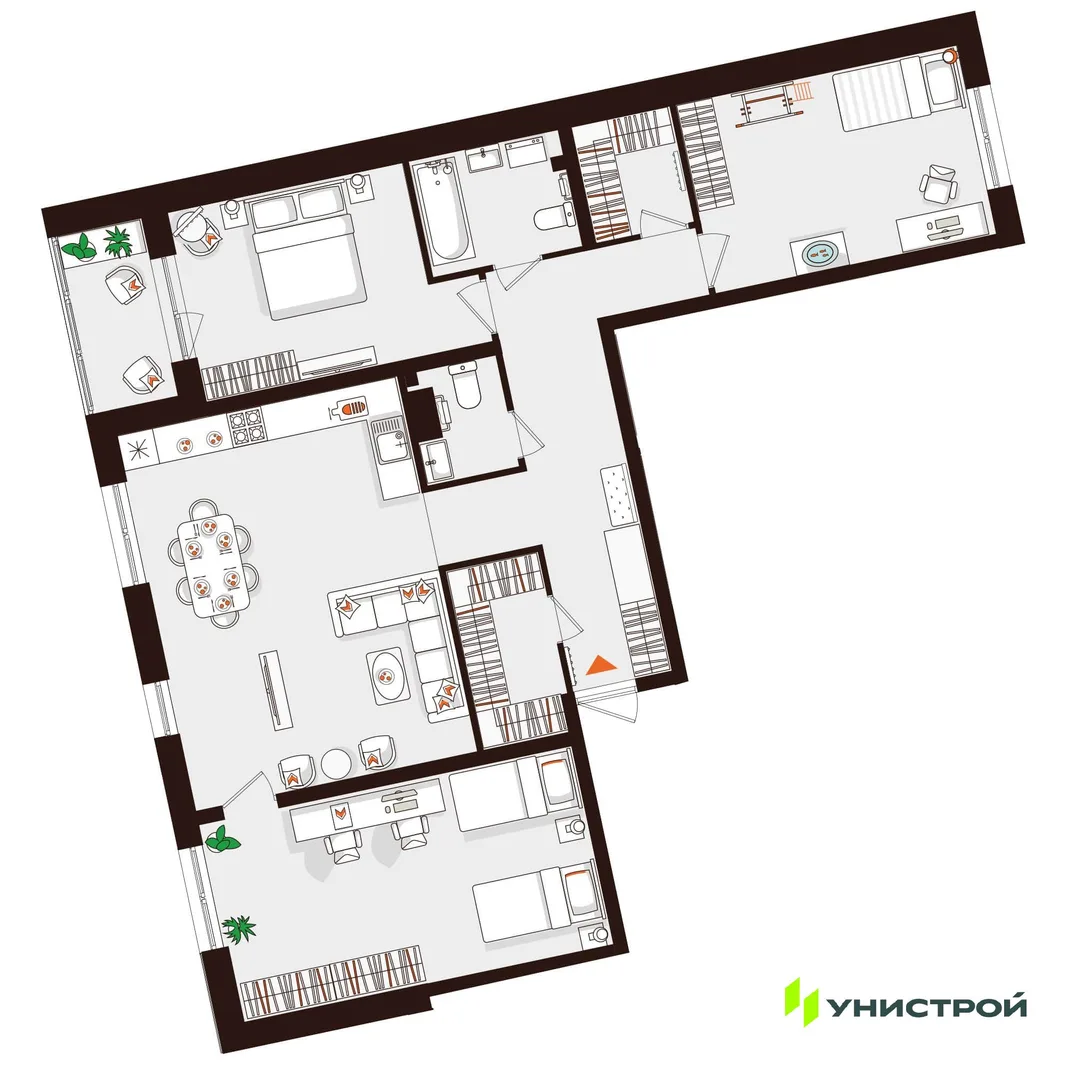 Планировка 3-комн. квартира, 102.6 м² ЖК «Лисино»