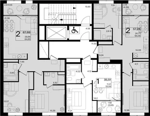 Квартира 2-комн. квартира, 57.26 м² ЖК «Патрики» Фото 1