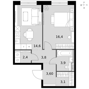 Квартира 1-комн. квартира, 47.8 м² ЖК «Фриссон» Фото 1 Квартира 1-комн. квартира, 47.8 м² ЖК «Фриссон» Фото 1