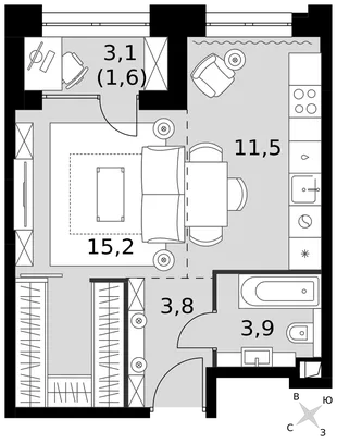 Квартира Студия, 36 м² ЖК «Sydney City» Фото 1