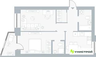 Планировка 2-комн. квартира, 56.69 м² ЖК «Причал»
