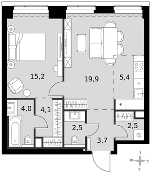 Квартира 2-комн. квартира, 57.3 м² ЖК «Amber Сity» Фото 1 Квартира 2-комн. квартира, 57.3 м² ЖК «Amber Сity» Фото 1