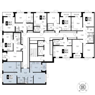 Квартира 3-комн. квартира, 74.5 м² ЖК «1-й Шереметьевский» Фото 2 Квартира 3-комн. квартира, 74.5 м² ЖК «1-й Шереметьевский» Фото 2