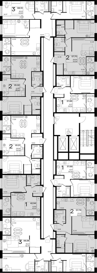 Квартира 2-комн. квартира, 57.7 м² ЖК «Патрики» Фото 1