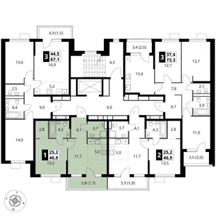 Квартира 2-комн. квартира, 46.8 м² ЖК «1-й Ясеневский» Фото 1