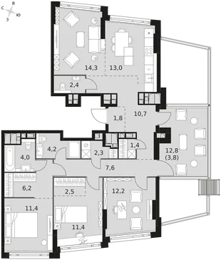 Квартира 4-комн. квартира, 109.2 м² ЖК «Rotterdam» Фото 1 Квартира 4-комн. квартира, 109.2 м² ЖК «Rotterdam» Фото 1