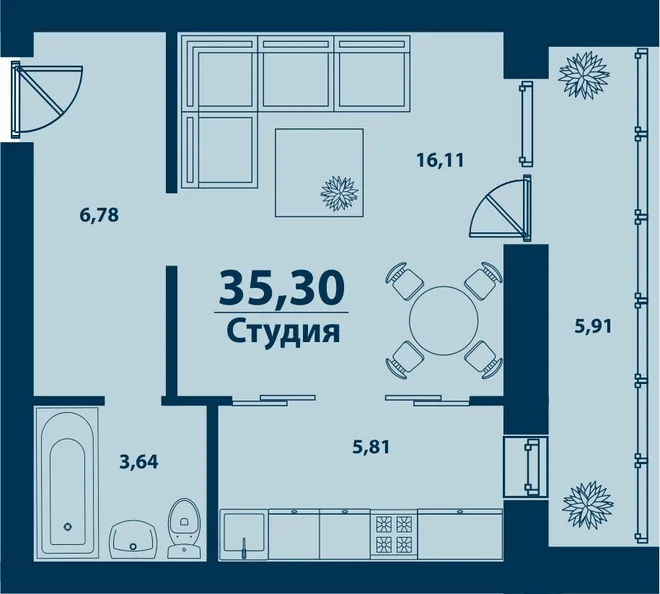Планировка 1-комн. квартира, 35.3 м² ЖК «Город природы» Планировка 1-комн. квартира, 35.3 м² ЖК «Город природы»