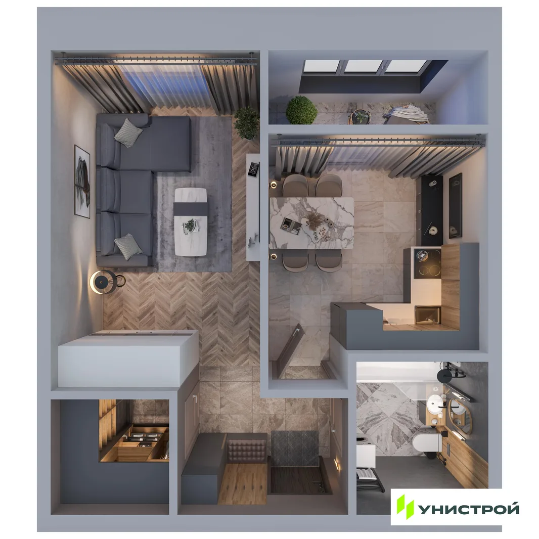 Планировка 1-комн. квартира, 39.71 м² ЖК «ART City»